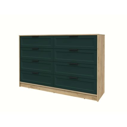 Kомод Тренд КТ-К157 (Дуб золотой ЛДСП/ Изумруд ЛМДФ) Ш1565 В1020 Г451